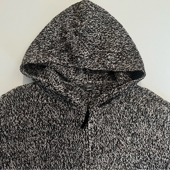 J. Jill Soft Cozy Heathered Gray / Black Fleece Full Hooded Zip Up Sweater L - Picture 3 of 10